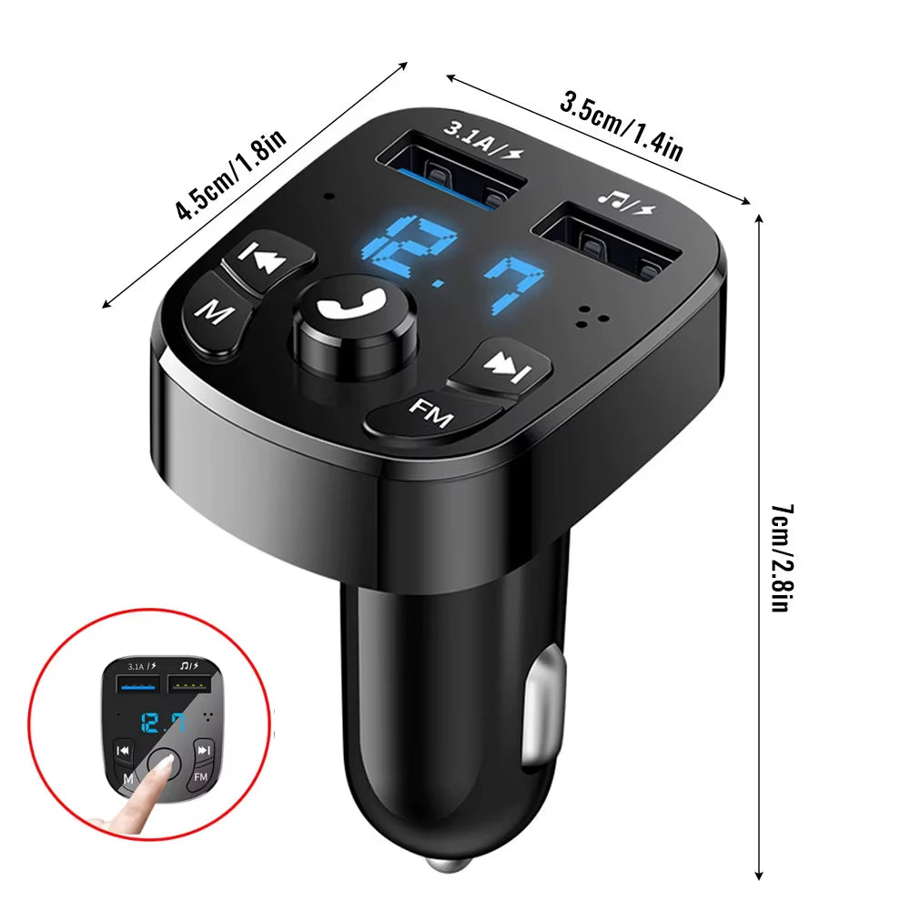 Car Fm Transmitter Bluetooth 5.0 Aux Handsfree Wireless Car Kit Dual Usb Car Charger Auto Radio Fm Modulator Mp3 Player Adapter
