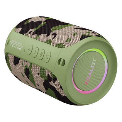 ZEALOT Portable Bluetooth Speaker with Super Bass,Ipx5 Waterproof, Outdoor Wireless Speaker, Hifi Stereo Sound, RGB Lights, 12-Hour Playtime, Supports TF Card/Usb/Aux - Perfect for Phone, Computer, Home, Outdoor, Camping, Hiking, Bathroom, Car, Gift