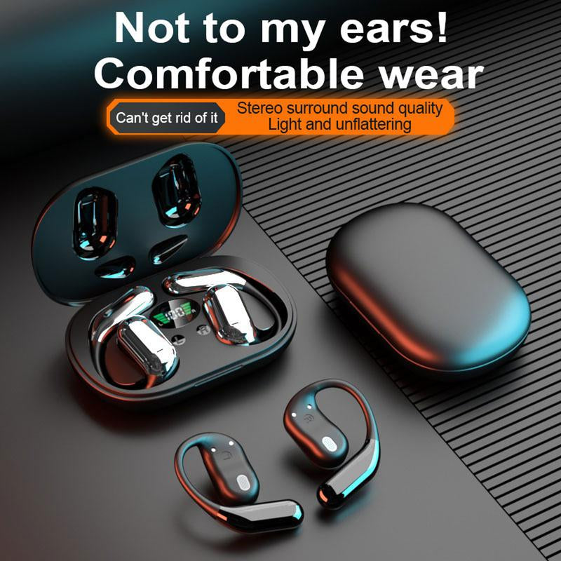 Open Ear Headphones Bluetooth, Wireless Earbuds Sport over Earphones with LED Display Charging Case - 50H Playtime