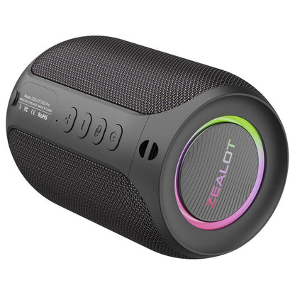 ZEALOT Portable Bluetooth Speaker with Super Bass,Ipx5 Waterproof, Outdoor Wireless Speaker, Hifi Stereo Sound, RGB Lights, 12-Hour Playtime, Supports TF Card/Usb/Aux - Perfect for Phone, Computer, Home, Outdoor, Camping, Hiking, Bathroom, Car, Gift