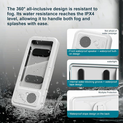 Waterproof Box Speaker, Bathroom Waterproof 360 ° Rotating Touch Screen, Bluetooth Speaker, Watch Movies, Listen to Music, Phone Holder Bluetooth Speaker Audio Shower TV Holder, Swimming Pool, Kitchen, Bathroom, Sink