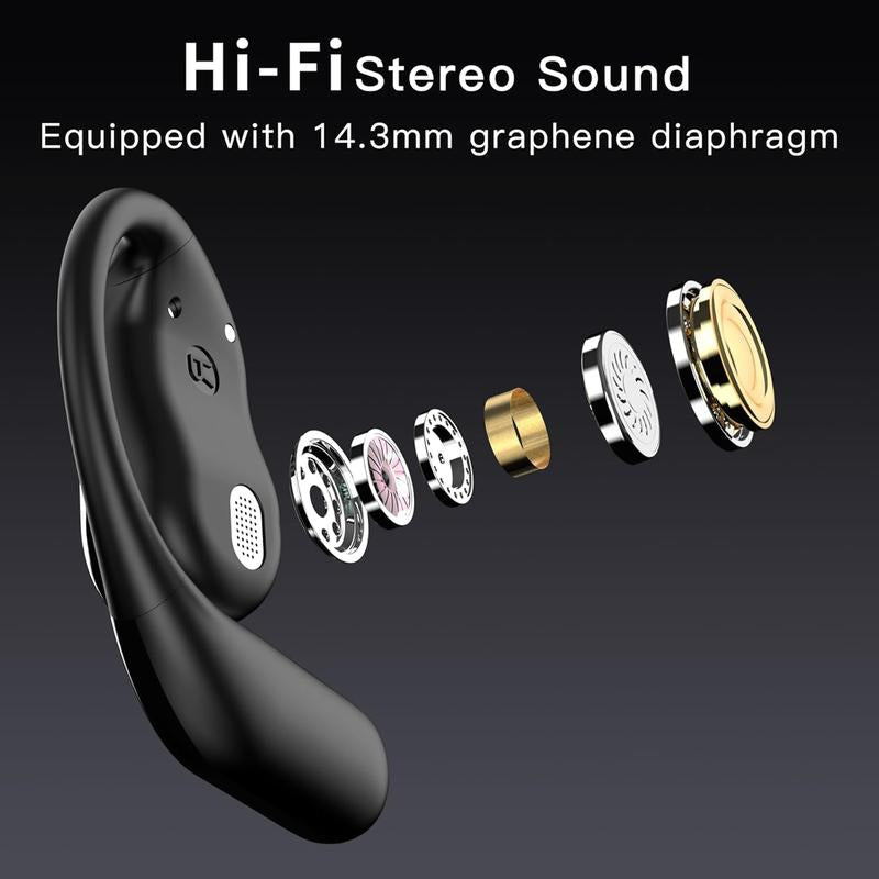 Open Ear Headphones Bluetooth, Wireless Earbuds Sport over Earphones with LED Display Charging Case - 50H Playtime