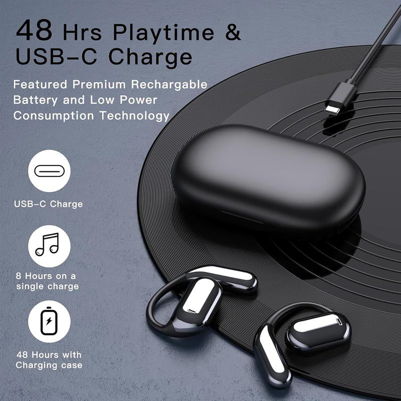 Open Ear Headphones Bluetooth, Wireless Earbuds Sport over Earphones with LED Display Charging Case - 50H Playtime