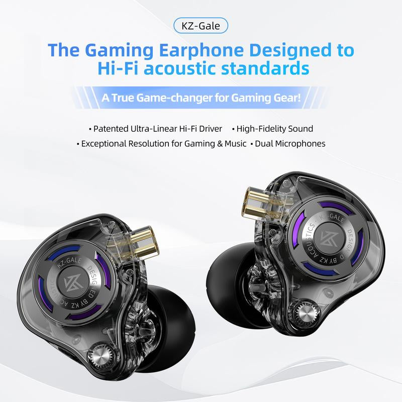 KZ Gale Wired Earbuds with Microphone Hifi Deep Bass Comfort-Fit Ear Buds for Gaming Super-Linear Driver IEM for Gaming Compatible for PC PS5 PS4 Nintendo Switch Steam Deck 3.5Mm Mic Audio Cable