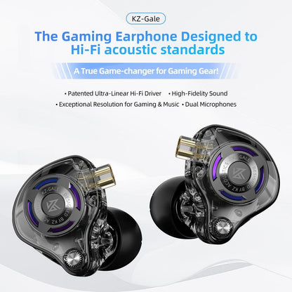 KZ Gale Wired Earbuds with Microphone Hifi Deep Bass Comfort-Fit Ear Buds for Gaming Super-Linear Driver IEM for Gaming Compatible for PC PS5 PS4 Nintendo Switch Steam Deck 3.5Mm Mic Audio Cable