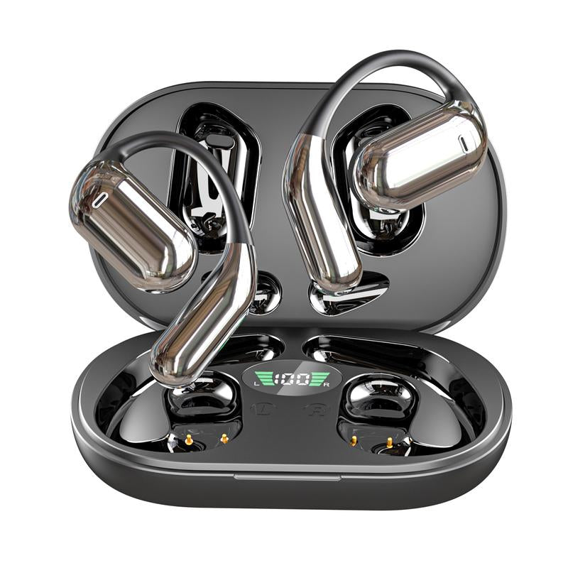 Open Ear Headphones Bluetooth, Wireless Earbuds Sport over Earphones with LED Display Charging Case - 50H Playtime