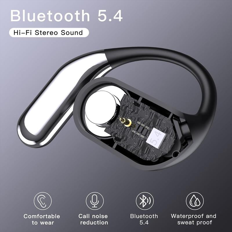 Open Ear Headphones Bluetooth, Wireless Earbuds Sport over Earphones with LED Display Charging Case - 50H Playtime