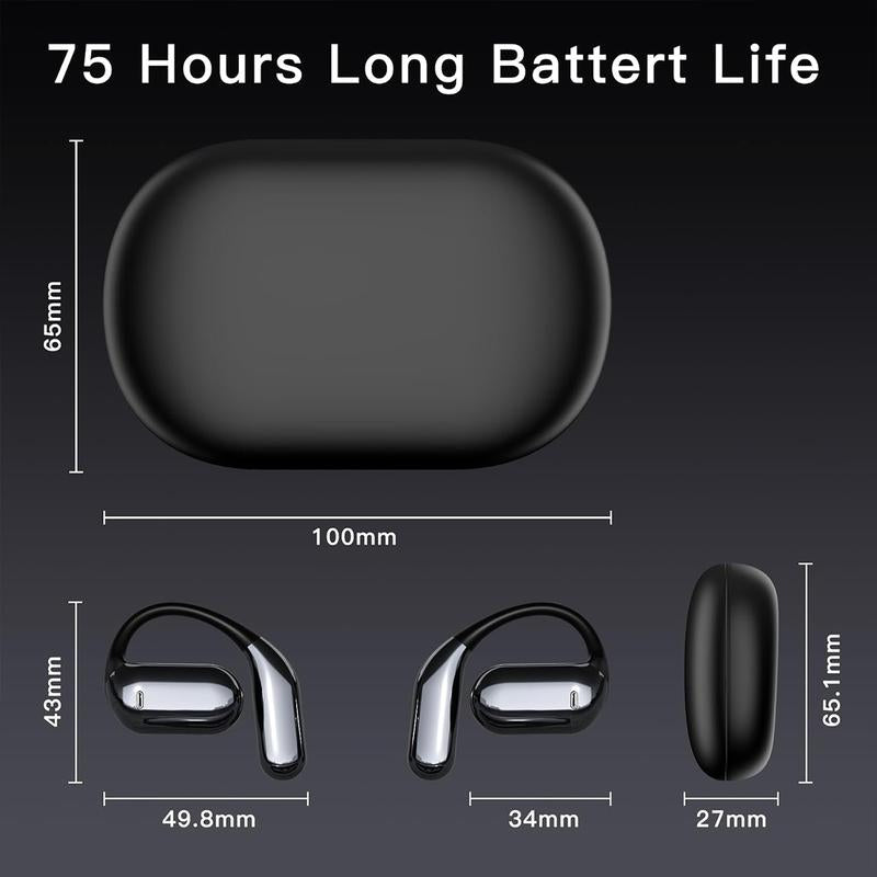 Open Ear Headphones Bluetooth, Wireless Earbuds Sport over Earphones with LED Display Charging Case - 50H Playtime